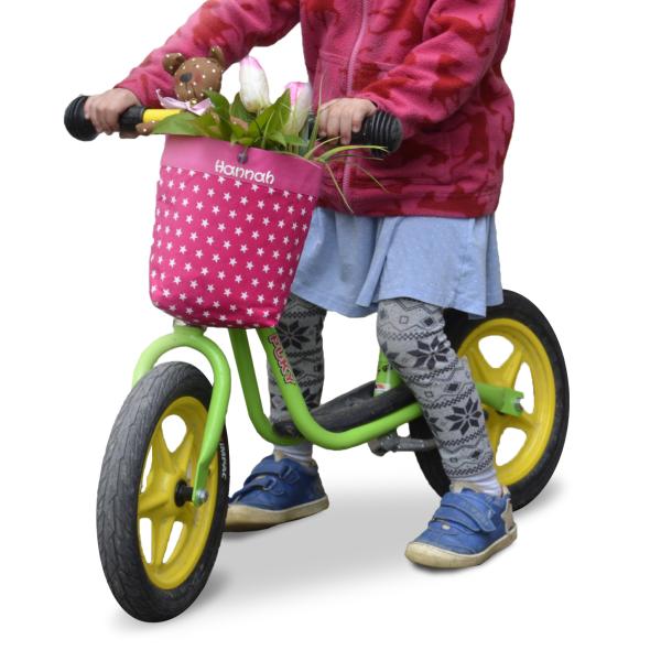 Kinderfahrradtasche mit Namen Sterne Pink